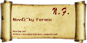 Nováky Ferenc névjegykártya