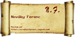 Nováky Ferenc névjegykártya